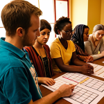 **

Prompt: Diverse group of people actively participating in a community workshop, discussing ways to measure the impact of social initiatives. Focus on collaboration, empathy, and storytelling. Warm lighting, vibrant colors. In the style of a documentary photograph.

**
